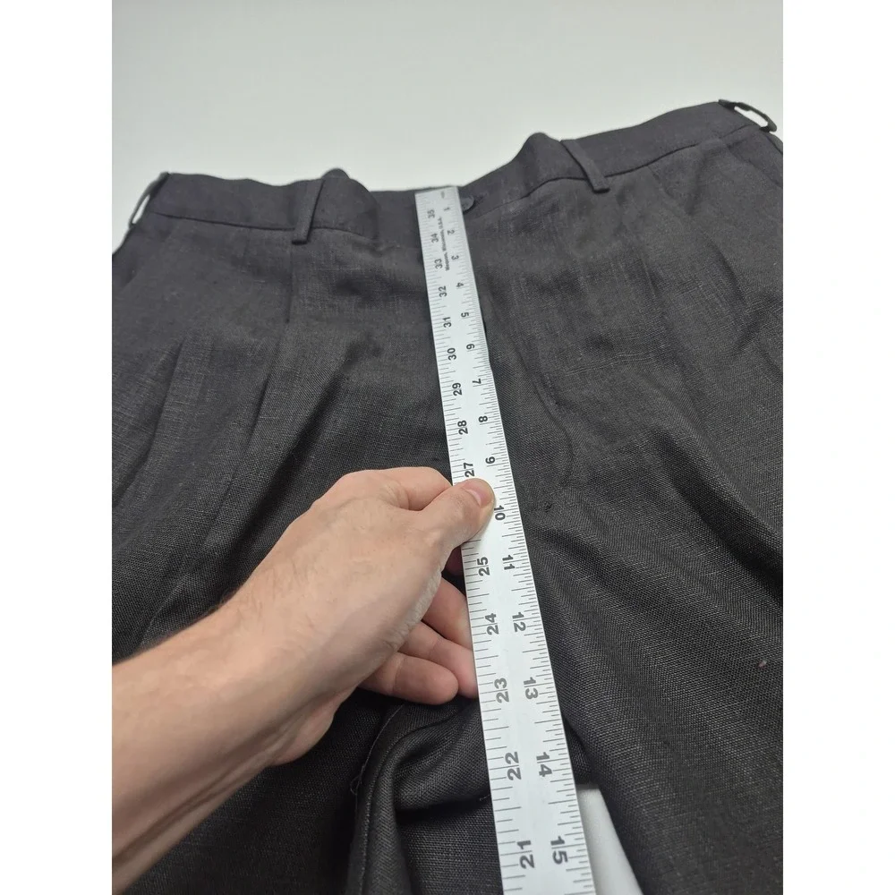 VTG Millenia Suit Mens L Black 100% Linen 2 Piece 36x36 USA NWT Unhemmed Summer